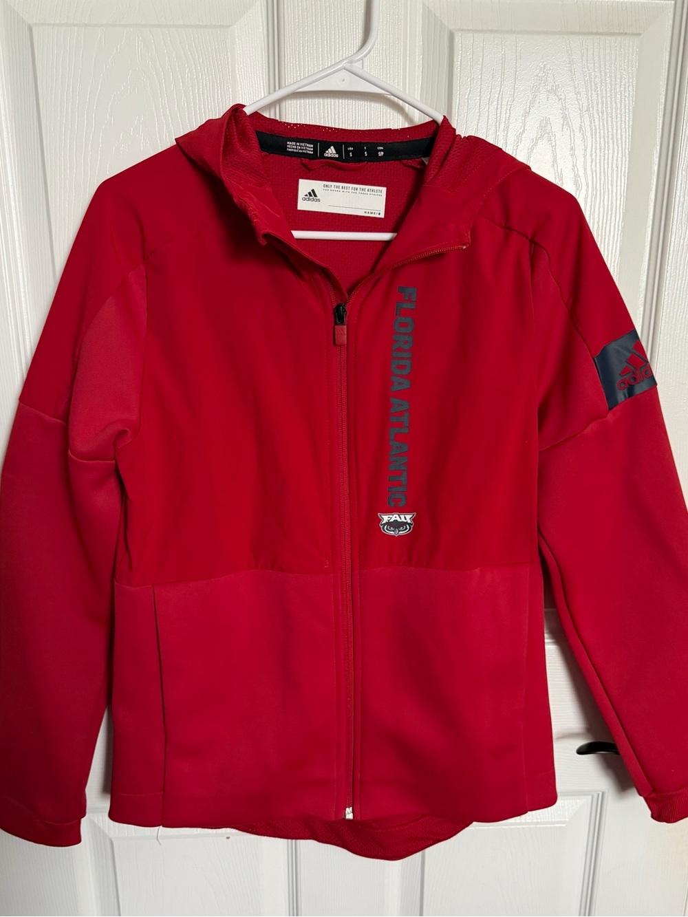 Adidas Florida Atlantic University FAU Owls Red Full-Zip Hoodie Small - Picture 2 of 5